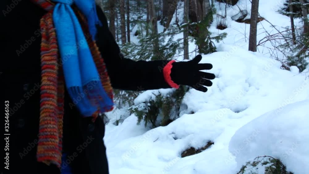 and having trouble walking in the snowy path in wintertime - traveling up