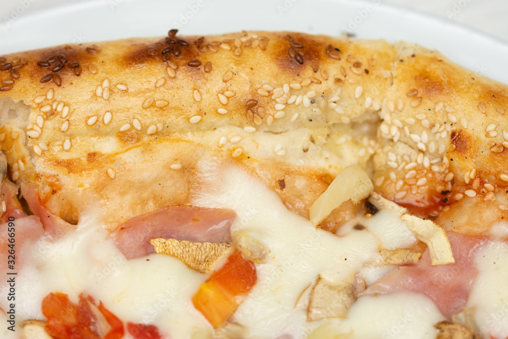 pizza with peppers and mushrooms, sesame and olives pizza with peppers and mushrooms, sesame and olives