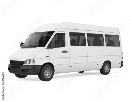 White Minibus Isolated