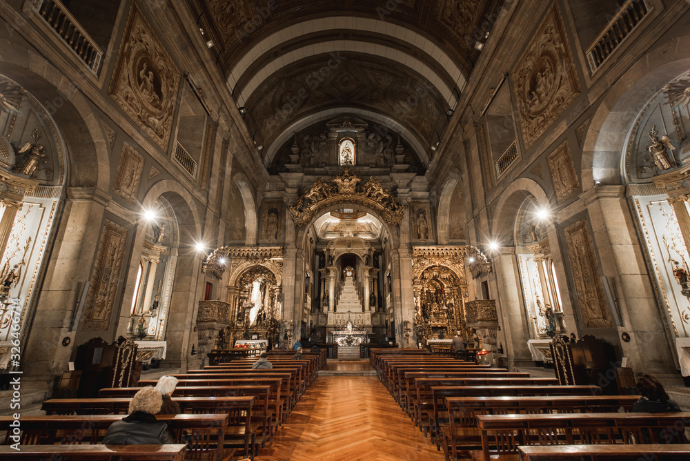 Interior of Congregates Church of Saint Anthony in Porto, Portugal