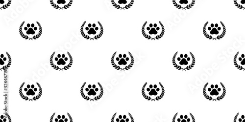 dog paw seamless pattern Laurel Wreath vector footprint icon scarf isolated repeat wallpaper tile background illustration design