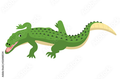 Predatory alligator crocodile with open mouth and fangs  wild animal vector isolated
