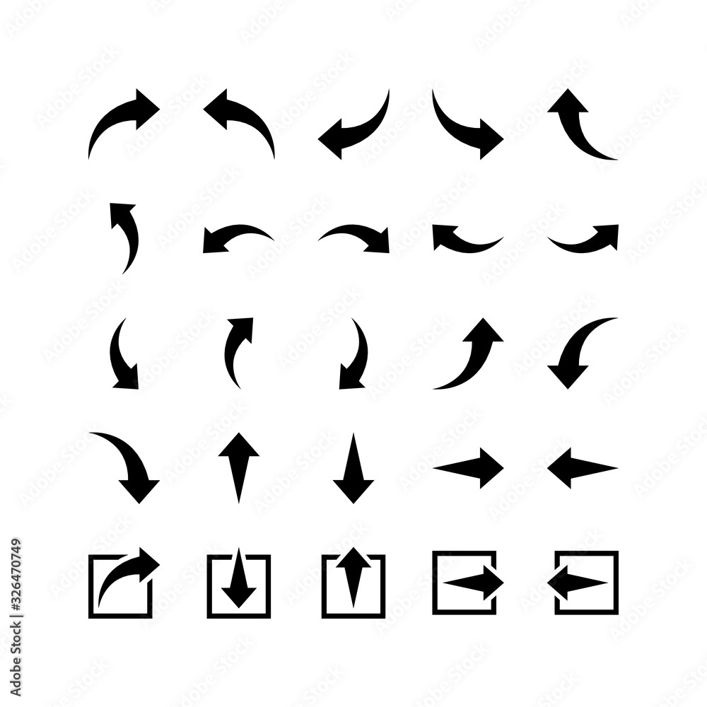 arrow vector icons. direction signs. black arrows set arrow vector icons. direction signs. black arrows set