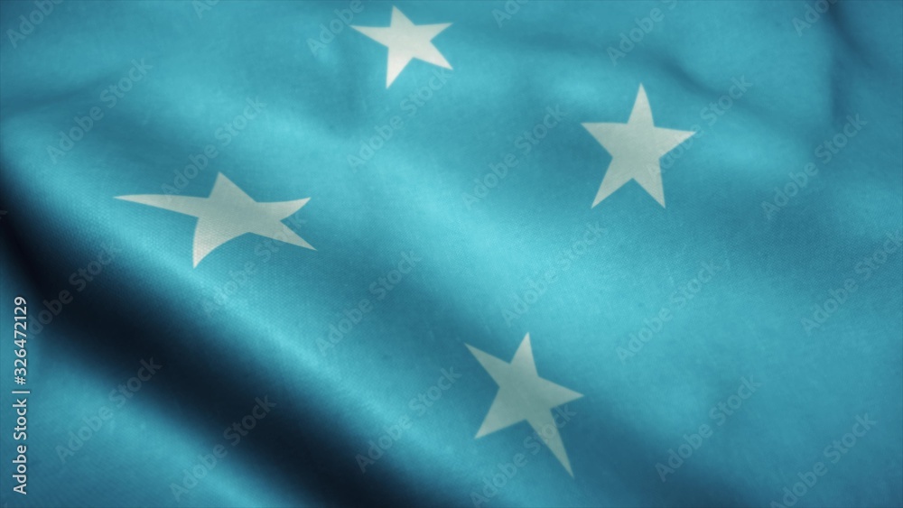Micronesia flag waving in the wind. National flag of Micronesia. Sign of Micronesia. 3d illustration Micronesia flag waving in the wind. National flag of Micronesia. Sign of Micronesia. 3d illustration