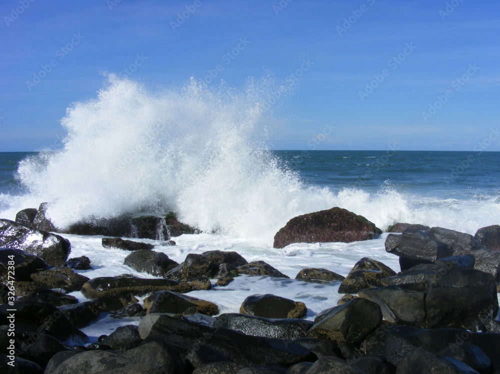 waves on the rocks