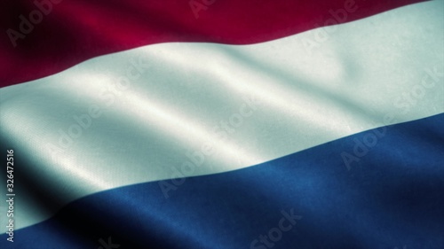 Netherlands flag waving in the wind. National flag of Netherlands. Sign of Netherlands. 3d illustration