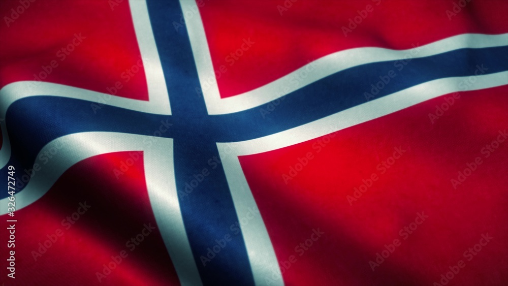 Naklejka premium Norwegian flag waving in the wind. National flag of Norwegian. Sign of Norwegian. 3d illustration