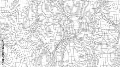 Abstract distorted undulating grid. Background line of a square cell the effect of the wave pattern. Vector illustration.
