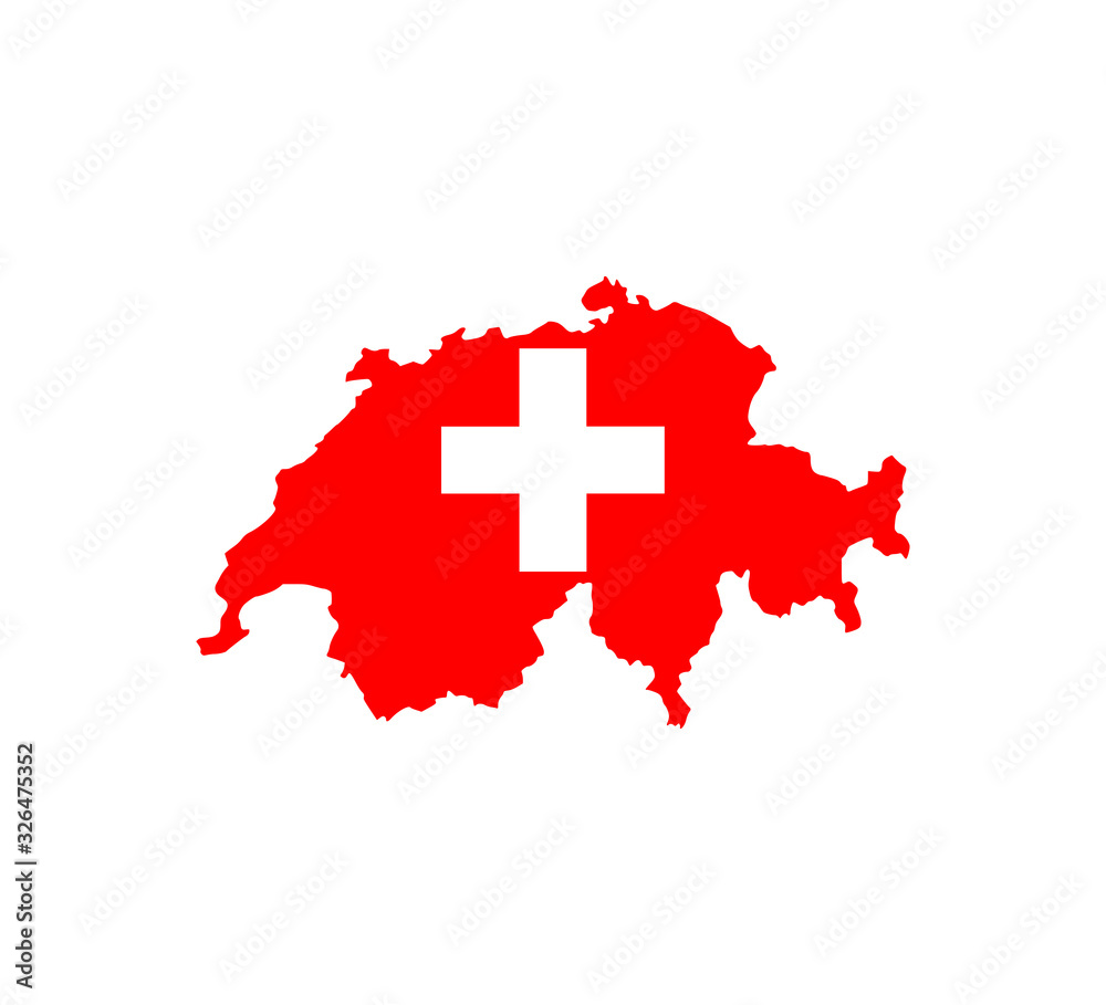 Obraz premium SwiItzerland map, flag. Vector illustration, flat design.