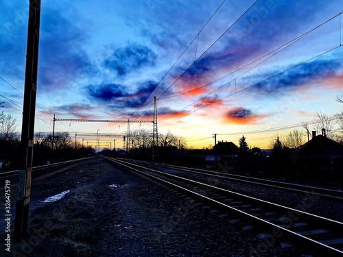 sunrise in the railway