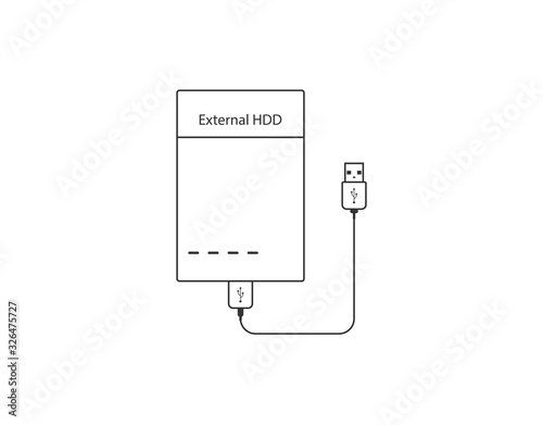 External hard disk drive icon. Vector illustration, flat design.