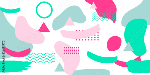 Brush stroke memphis pattern background with tosca pink brown color