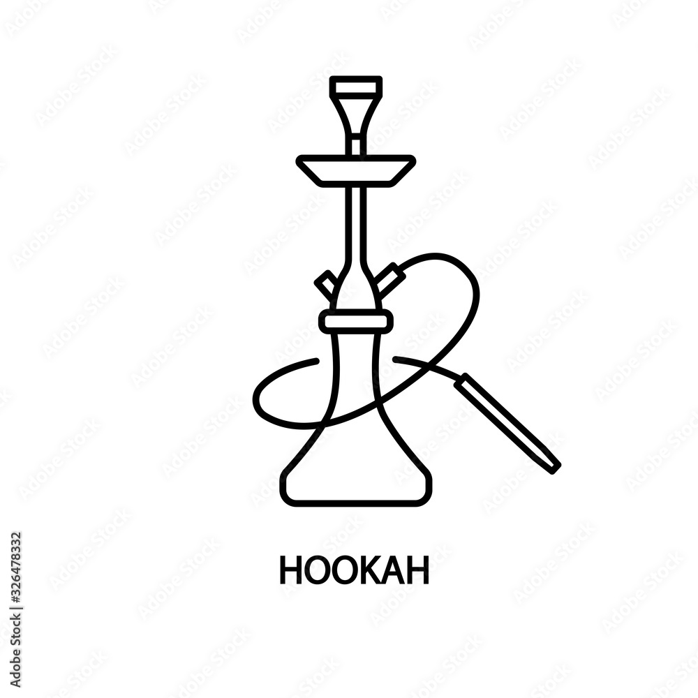 Hookah simple line icon. Shisha symbol. Concept for web banners and printed materials. Hookah simple line icon. Shisha symbol. Concept for web banners and printed materials.