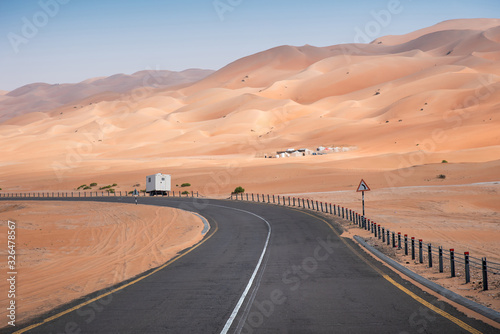 Scenic road in Empty Quarter desert in Abu Dhabi in the UAE, Middle East