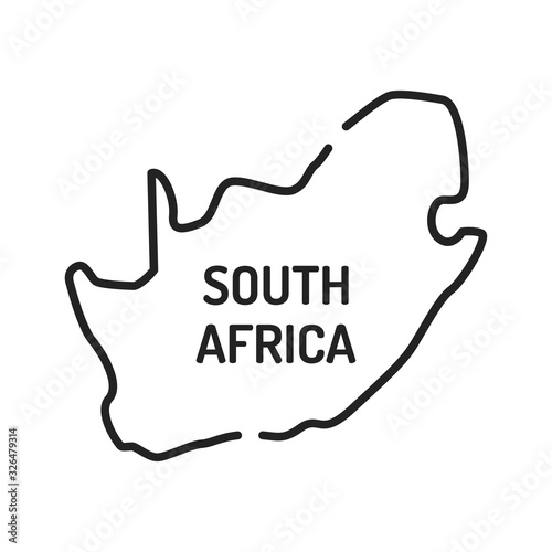 Canvas Print Republic of south africa map black line icon