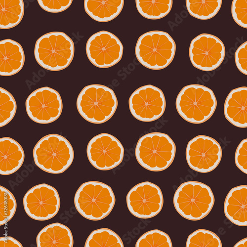 Orange slices pattern. Summer background with cut orange. Seamless orange fruits pattern