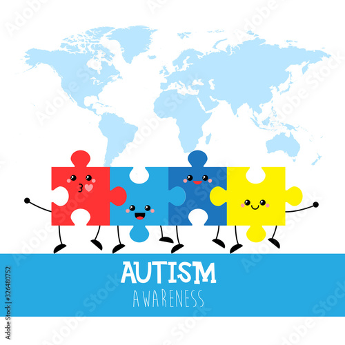 World autism awareness day. Colorful puzzle vector design sign. Symbol of autism. Medical flat illustration. Health care