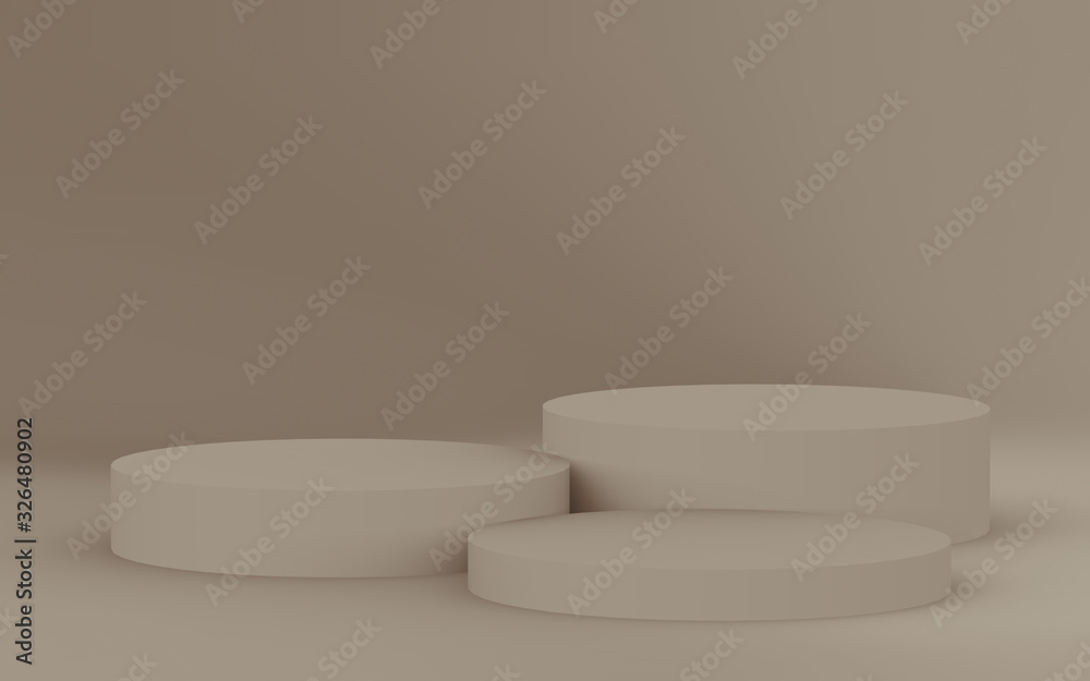 3d brown cylinder podium minimal studio background. Abstract 3d geometric shape object illustration render. Display for cosmetic perfume fashion product. 3d brown cylinder podium minimal studio background. Abstract 3d geometric shape object illustration render. Display for cosmetic perfume fashion product.