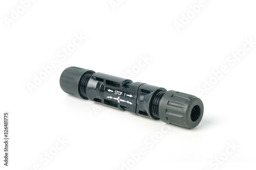MC4 connector solar panel on white background