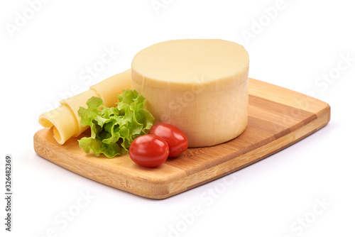 Dutch edam cheese, isolated on white background