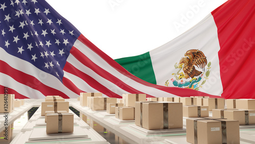 flag of America and Mexico ...