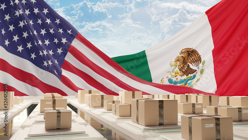 flag of America and Mexico ...