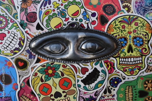 Large Metal Eyes Milagro and Candy Skull stickers