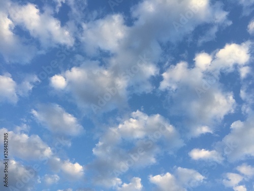blue sky with puffy clouds