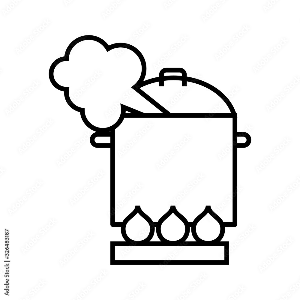 Hot pot line icon, concept sign, outline vector illustration, linear symbol. Hot pot line icon, concept sign, outline vector illustration, linear symbol.