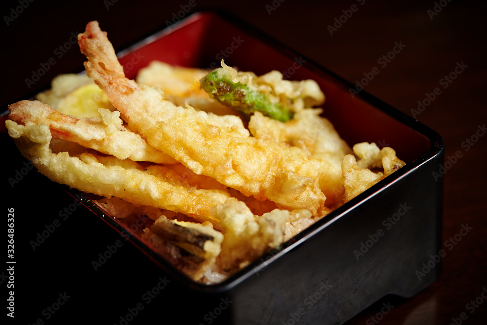 Tendon, Japanese tempura on rice Tendon, Japanese tempura on rice