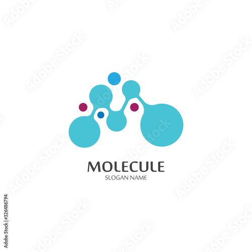 Molecular logo structure chemical atoms vector illustration