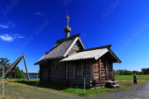 Wooden architecture on Kizhi island. Lake Onega. Karelia