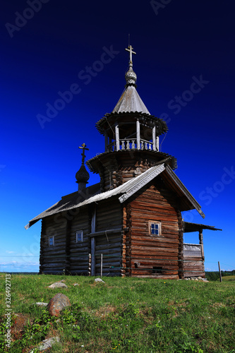 Wooden architecture on Kizhi island. Lake Onega. Karelia