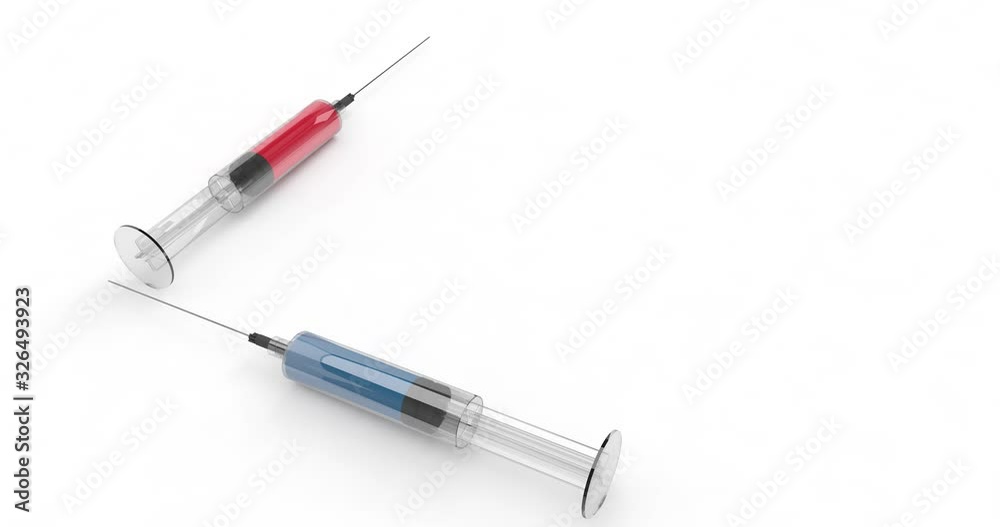 3d rendering, medical concept, close up view of liquid syringe image for virus protection and healthy treatment o no drug allowed with stop warning sign for dangerous issues, isolated on white backgro