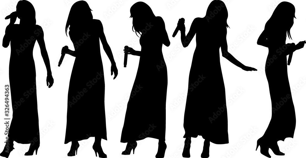 singing woman silhouettes