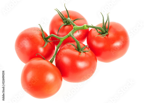 Fresh cherry tomatoes isolated on a white background. Tomato branch.