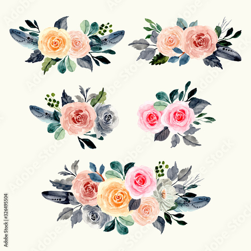 beautiful floral watercolor arraangement collection