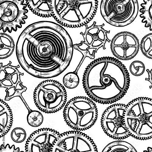 seamless pattern with different gears.