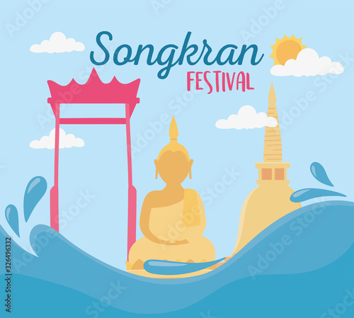 songkran festival culture buddha temple gate landmarks