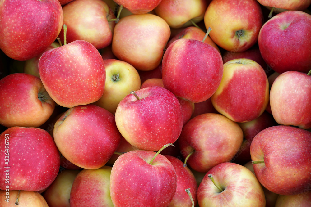 Gala apples in the farmers market. Background of red apples Gala apples in the farmers market. Background of red apples