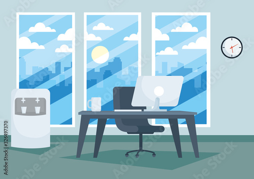 office workplace with desktop scene