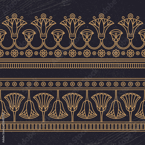 Fototapeta Seamless vector illustration based on the Egyptian national ornament with lotus