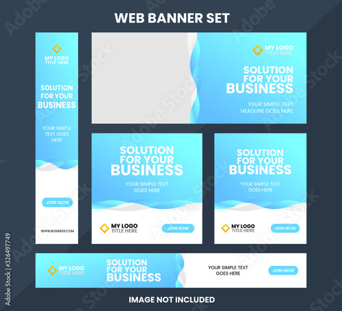 Modern web banner ad set template Premium Vector