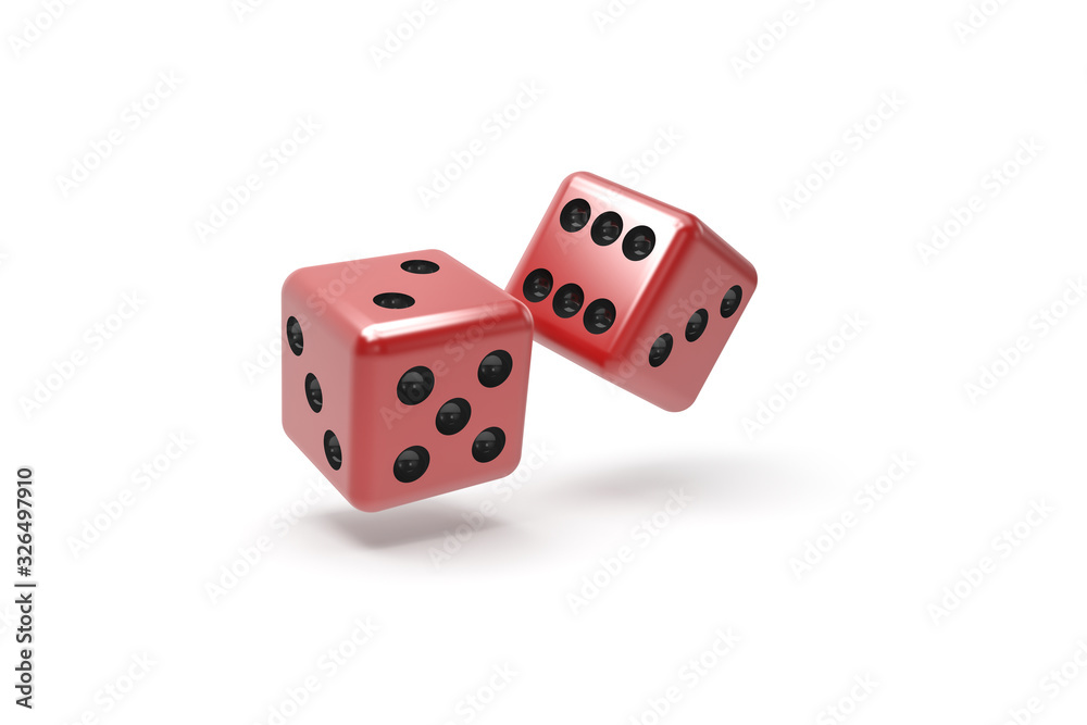 3D Rendering Casino Concept with Dices on White 3D Rendering Casino Concept with Dices on White