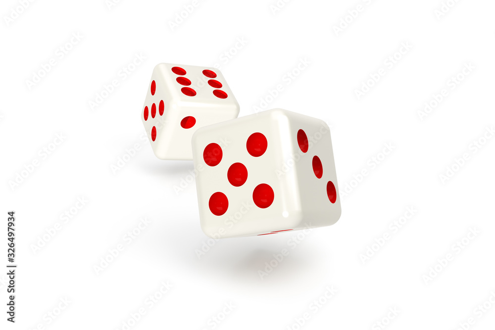 3D Rendering Casino Concept with Dices on White 3D Rendering Casino Concept with Dices on White