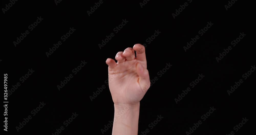 Woman showing M letter on black background, closeup. Sign language Woman showing M letter on black background, closeup. Sign language