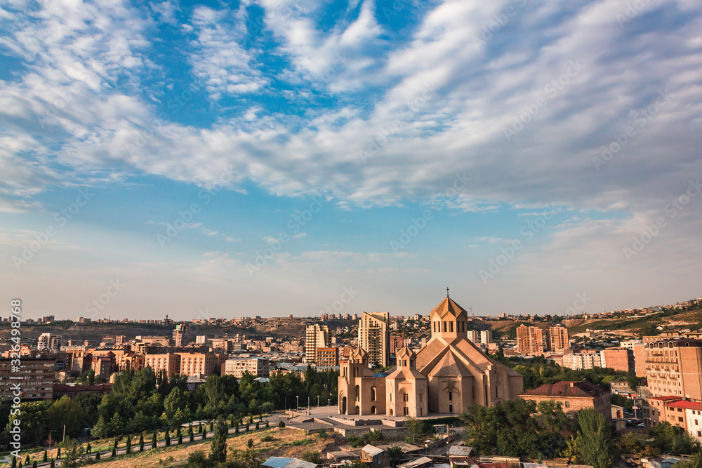 View of St. Gregory the Illuminator Cathedral and the city of Yerevan