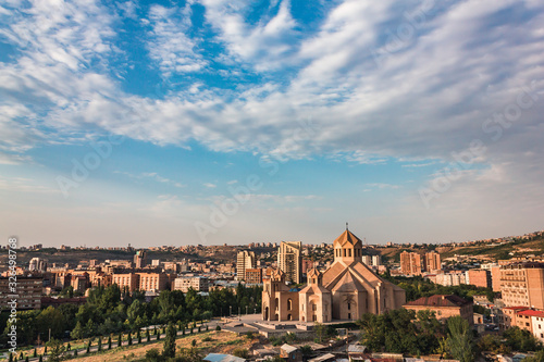 View of St. Gregory the Illuminator Cathedral and the city of Yerevan photo