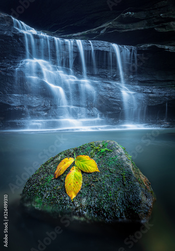 Mize Mills Falls With Moss And Leaves, Bankhead National Forest