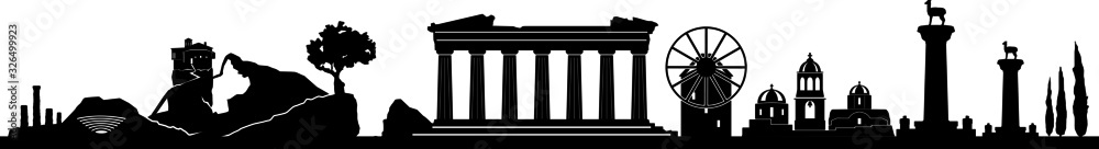 Greece Landscape Skyline Silhouette Vector Greece Landscape Skyline Silhouette Vector